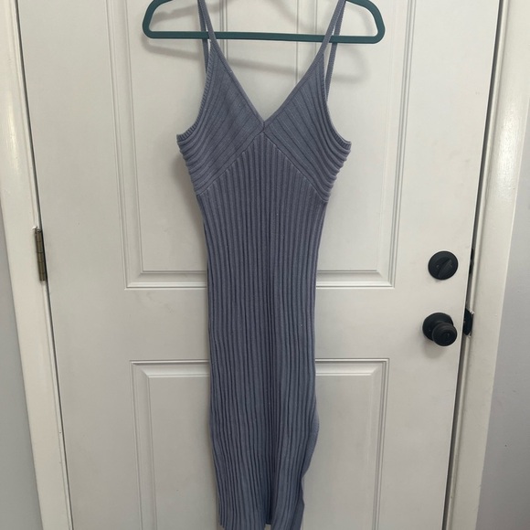 Indikah sweater dress size large blue sparkly , side slit open back - Picture 3 of 7